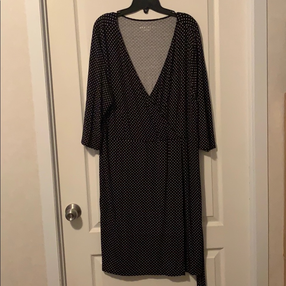 Black and white polkadot wrap dress - size 2 XL